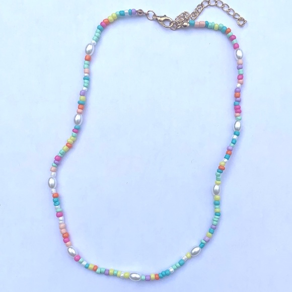 Colorful Handmade Beaded Necklace Summer Choker - Picture 2 of 2